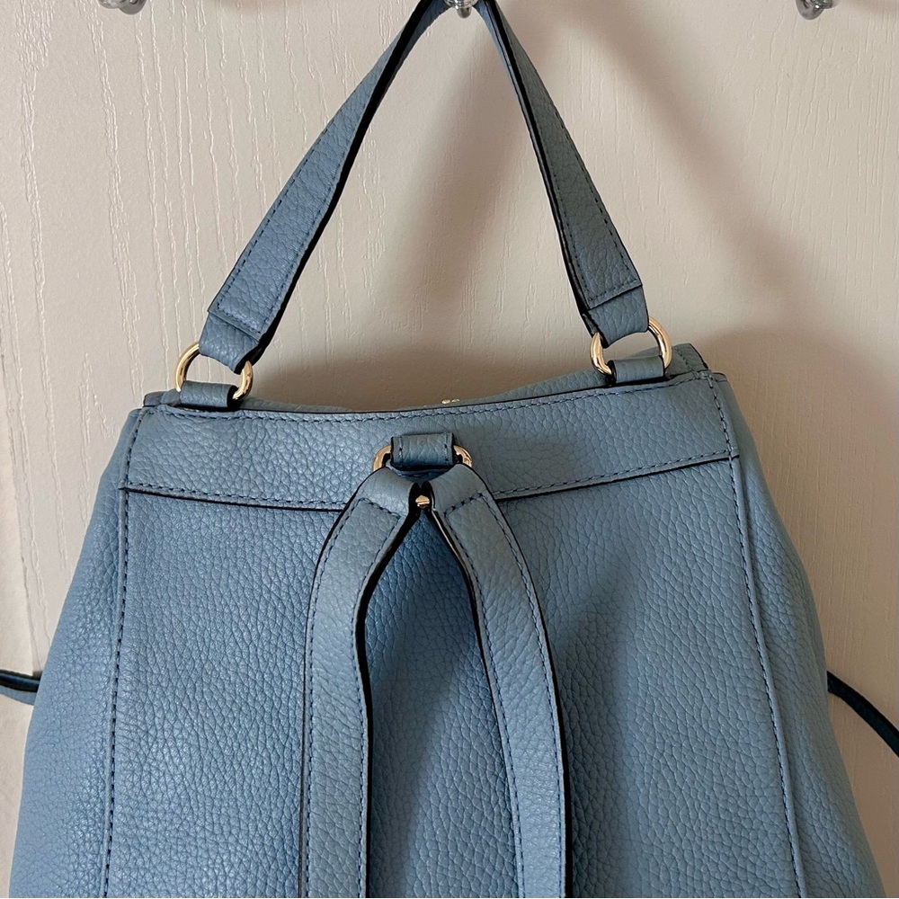 Gold Studded | Drawstring Flap Backpack | Pale Blue - Picture 8 of 17
